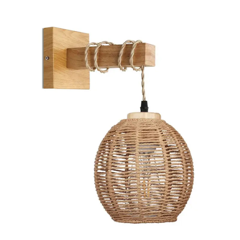 Bamboo Wall Lantern – Hand-Woven Rattan Shade | sitezone test 02
