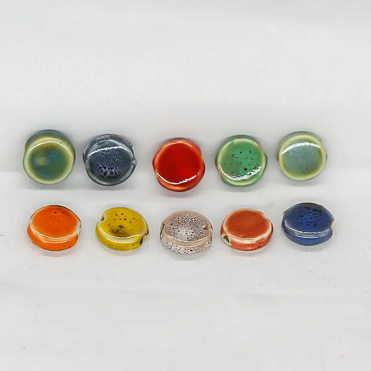 Ceramic Spacer Beads - 15x7mm Round Porcelain for Jewelry