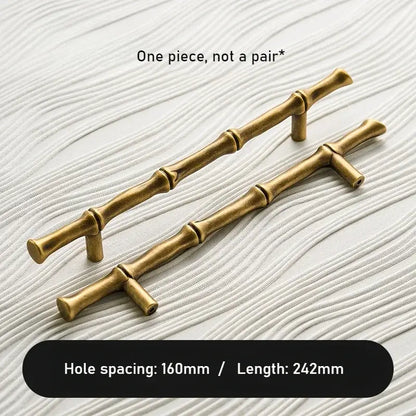 Satin Brass Cabinet Handle – Bamboo Design, Modern Upgrade