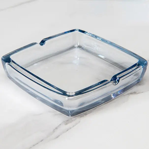 Square Glass Ashtray - Windproof Design for Home & Bar