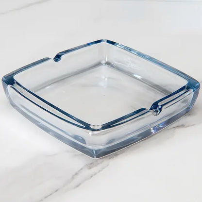 Square Glass Ashtray - Windproof Design for Home & Bar