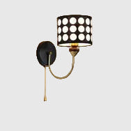 Retro Polka Dot Wall Sconce - Fabric Shade, Bedroom Light