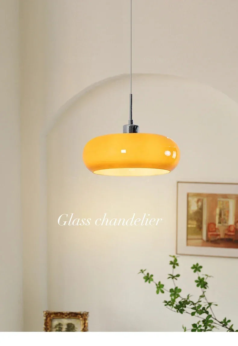 Orange Bauhaus Pendant Light | Glass & Steel