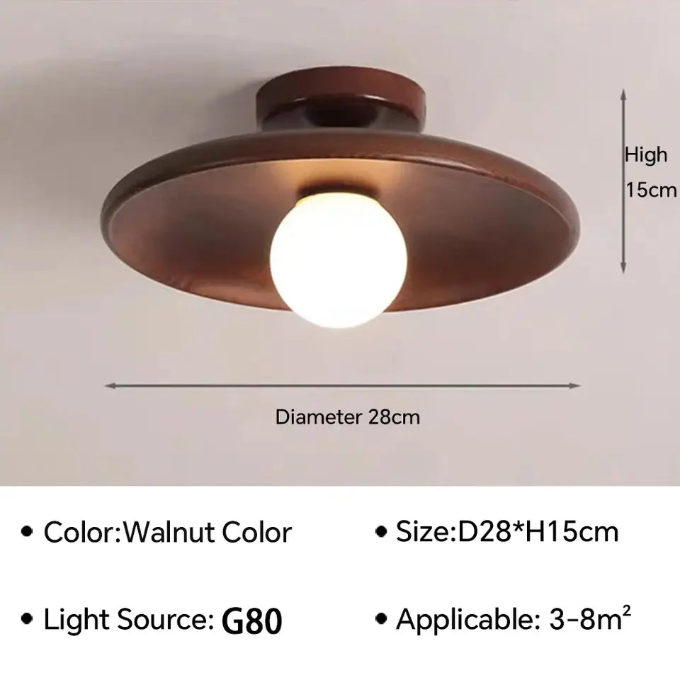 Nordic Wooden Ceiling Light – Round Design for Bedroom
