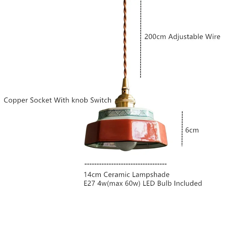 Vintage Ceramic Pendant Light - Hand-Painted Copper Finish | sitezone test 02
