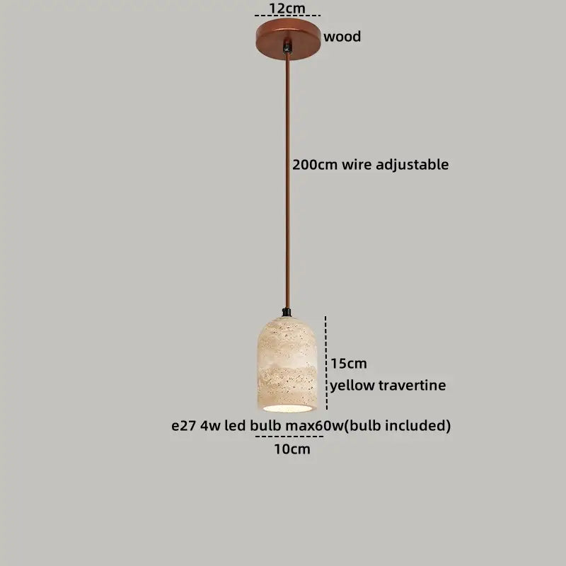 IWHD Cave Stone LED Pendant Lights Fixtures Yellow Travertine Restaurant Bedroom Living Room Modern Hanging Lamp Chandelier