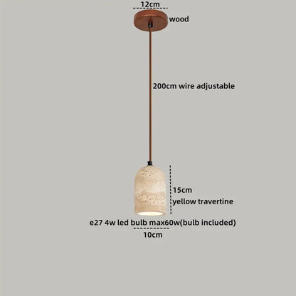 IWHD Cave Stone LED Pendant Lights Fixtures Yellow Travertine Restaurant Bedroom Living Room Modern Hanging Lamp Chandelier