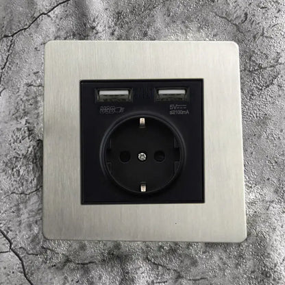 Matte Stainless Steel Wall Switch - USB & EU Outlet | sitezone test 02