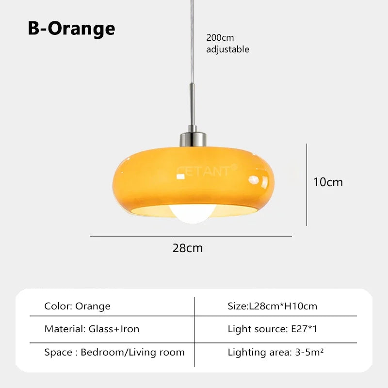 Orange Bauhaus Pendant Light | Glass & Steel