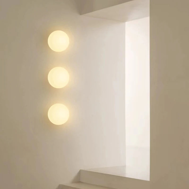 Ball Wall Light for Bedside | Milky White Round