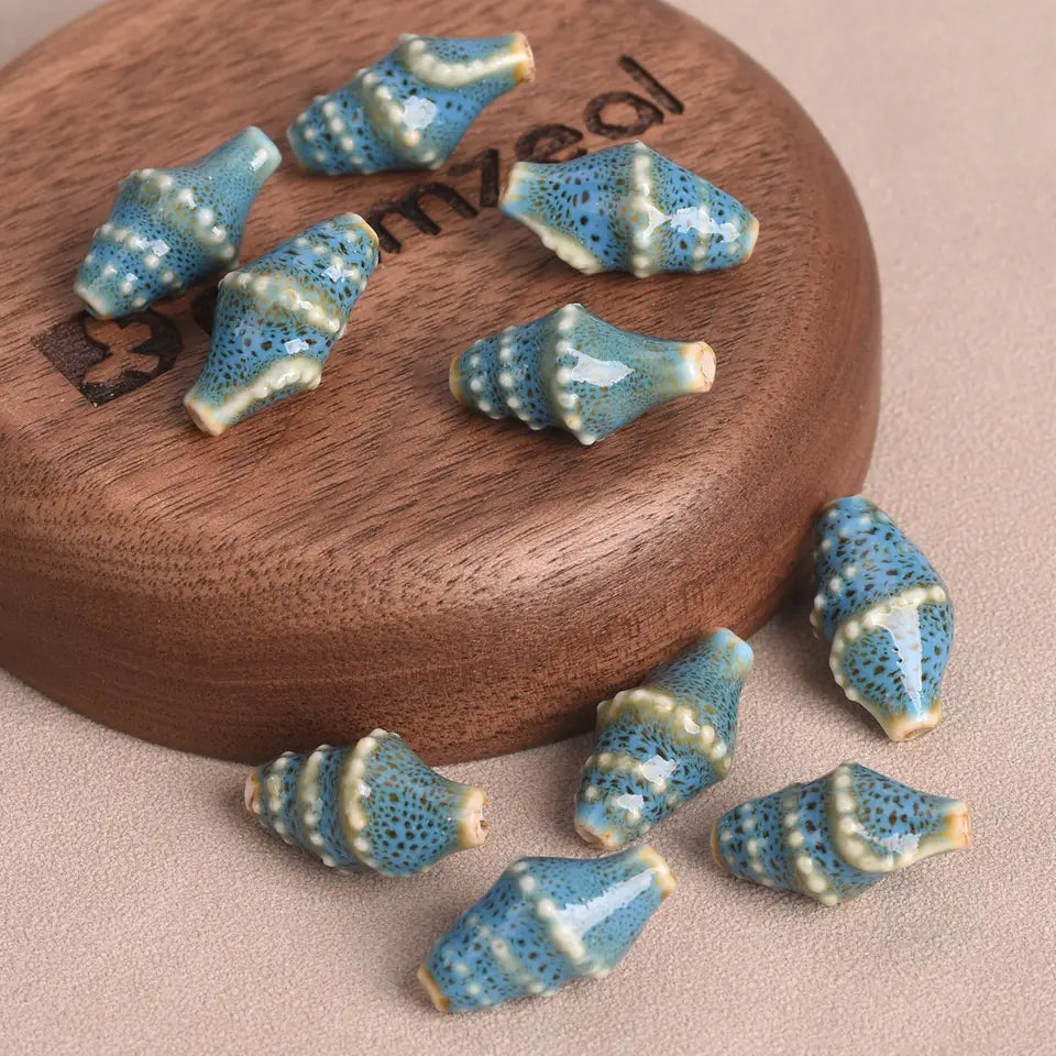 Ocean Conch Beads - Colorful Ceramic for Jewelry Making