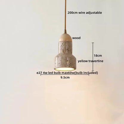 IWHD Cave Stone LED Pendant Lights Fixtures Yellow Travertine Restaurant Bedroom Living Room Modern Hanging Lamp Chandelier