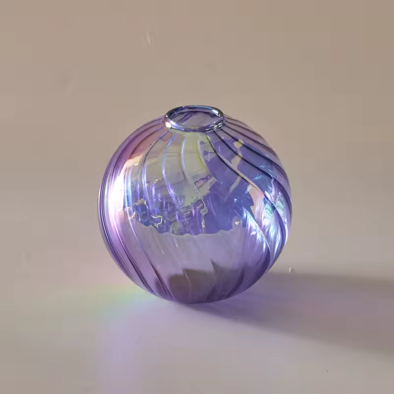 Iridescent Glass Vase - Modern Ball Vase Home Decor