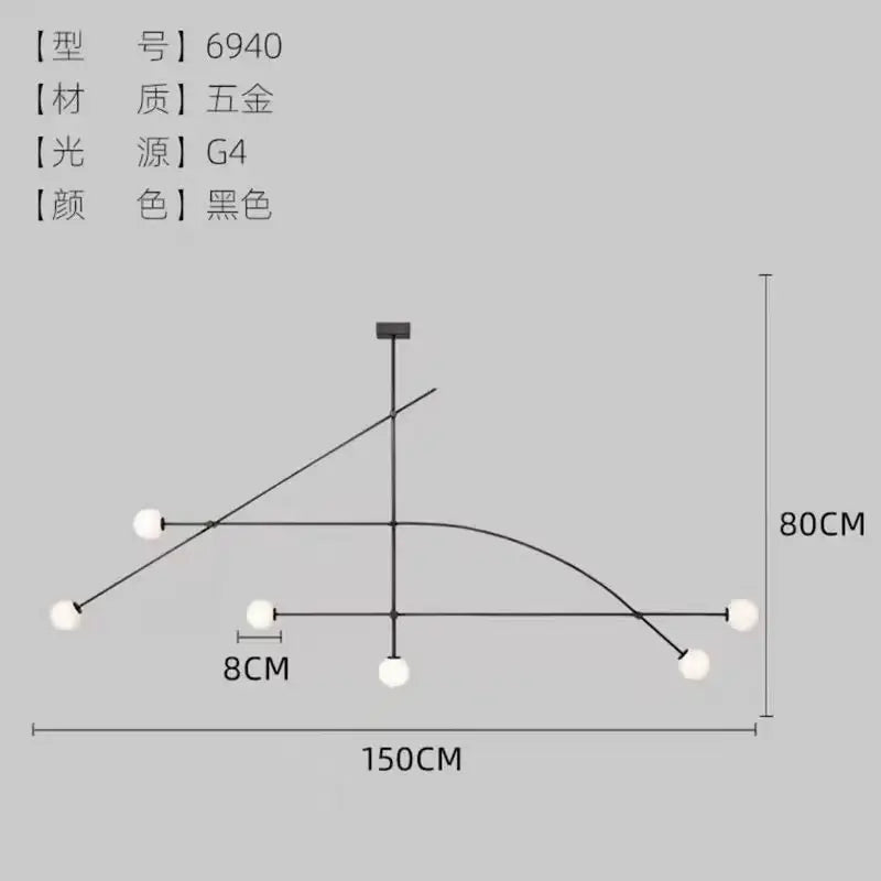 Geometric Glass Ball Chandelier - Modern Dining & Living Room