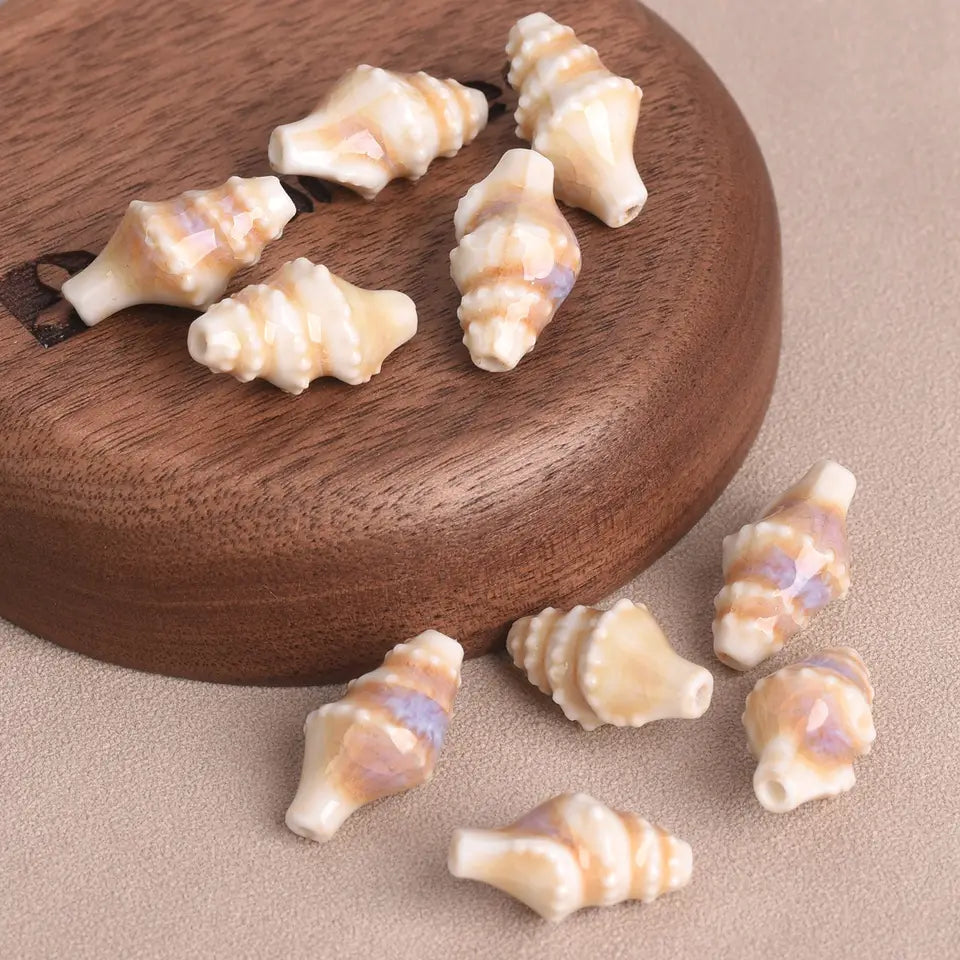 Ocean Conch Beads - Colorful Ceramic for Jewelry Making
