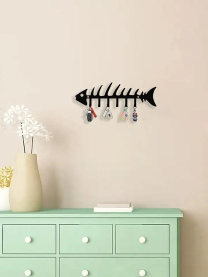 Fish Bone Wall Hook - Decorative Metal Storage