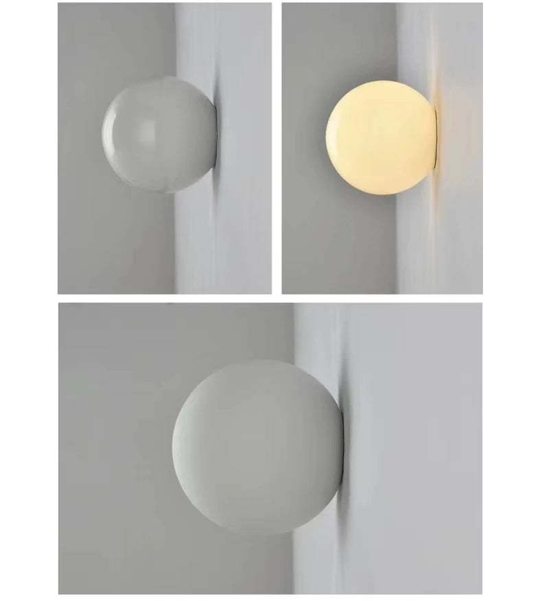 Ball Wall Light for Bedside | Milky White Round