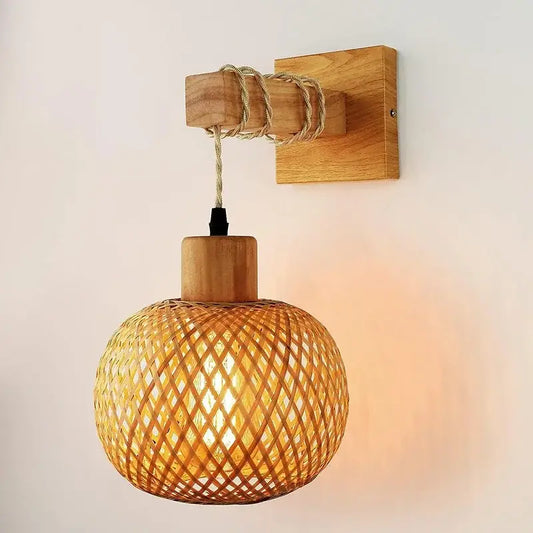Bamboo Wall Lantern – Hand-Woven Rattan Shade | sitezone test 02