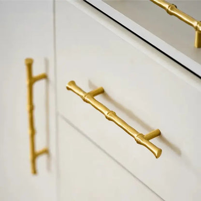 Satin Brass Cabinet Handle – Bamboo Design, Modern Upgrade