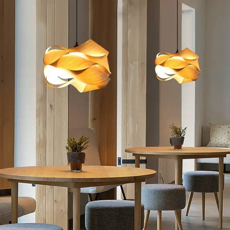 Wooden Pendant Light - Southeast Asian Design for Dining