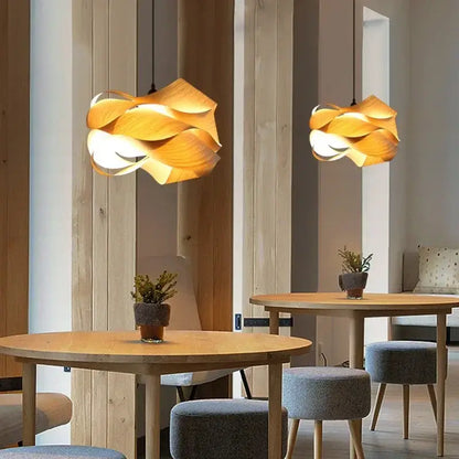 Wooden Pendant Light - Southeast Asian Design for Dining