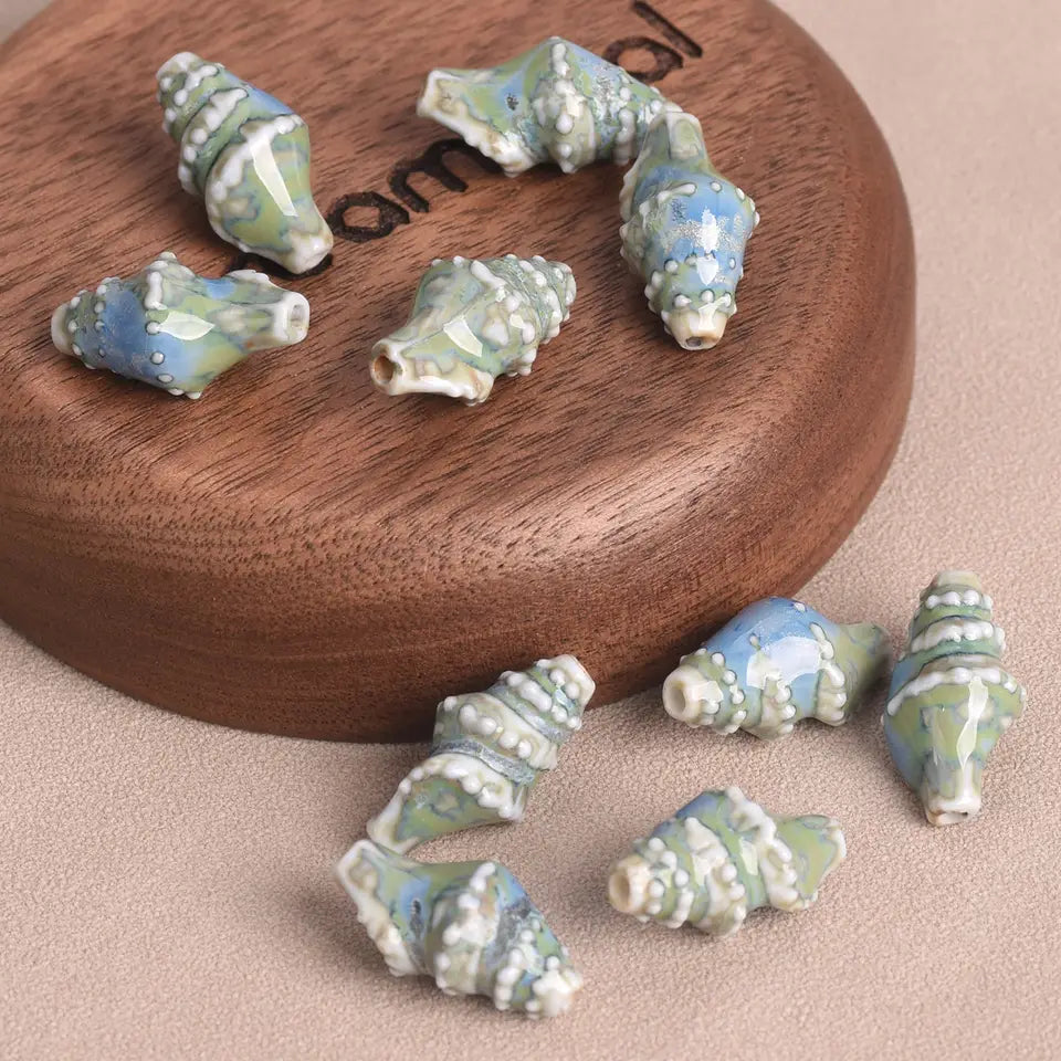 Ocean Conch Beads - Colorful Ceramic for Jewelry Making