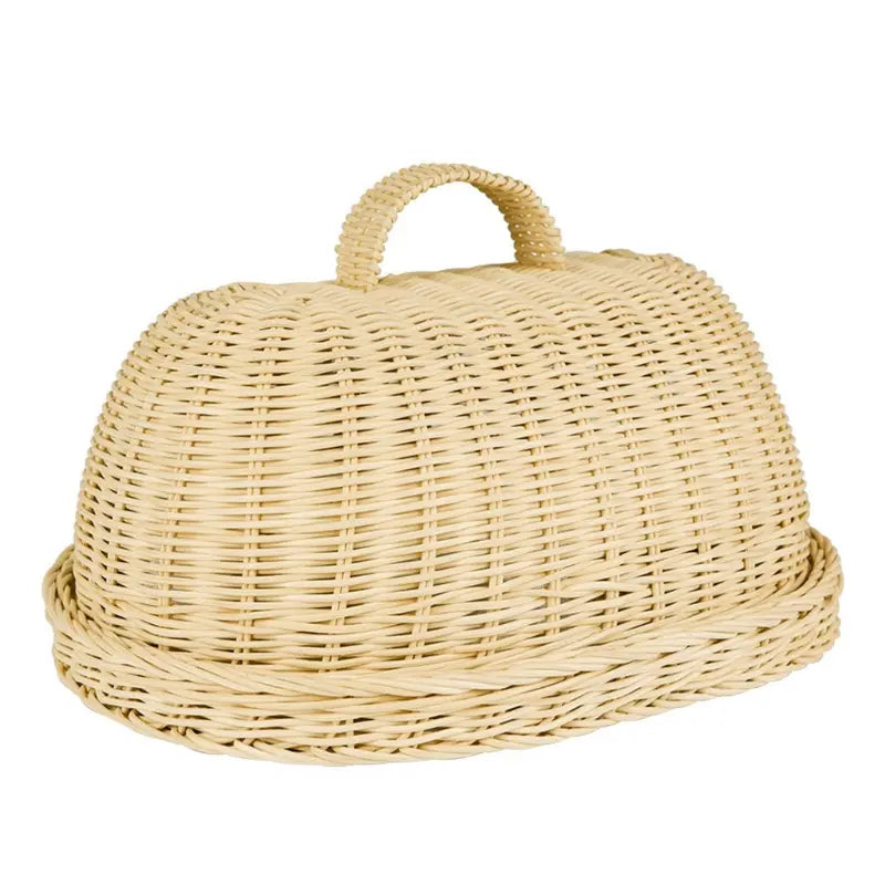 Rattan Bread Basket - Dust-Proof Cover & Kitchen Organizer