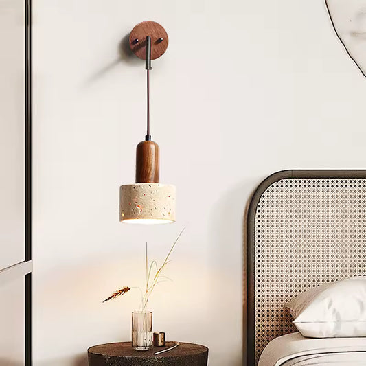 Cream Stone Wall Lamp - Wabi-Sabi Bedroom Lighting | sitezone test 02