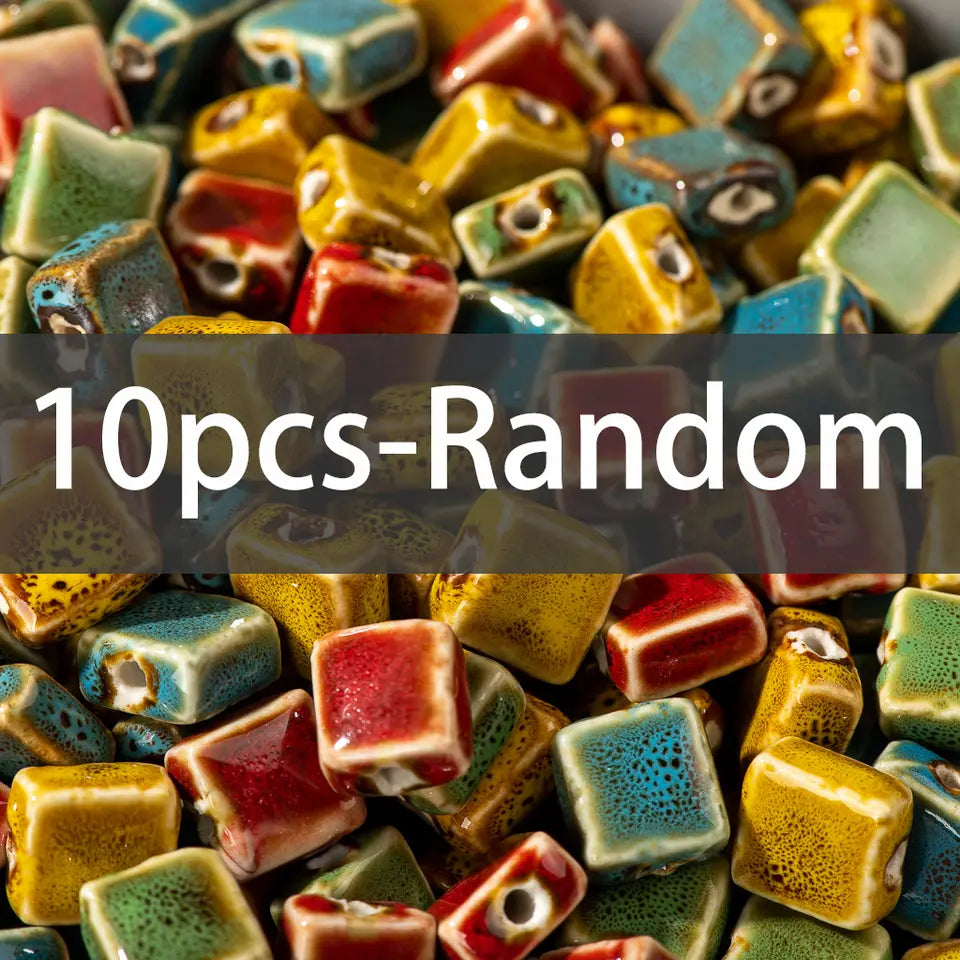 Pink Ceramic Square Beads – Handmade Jewelry Making Supplies