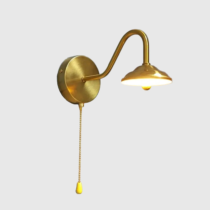 Golden Curved Wall Sconce – Plug-in LED for Bedroom | sitezone test 02