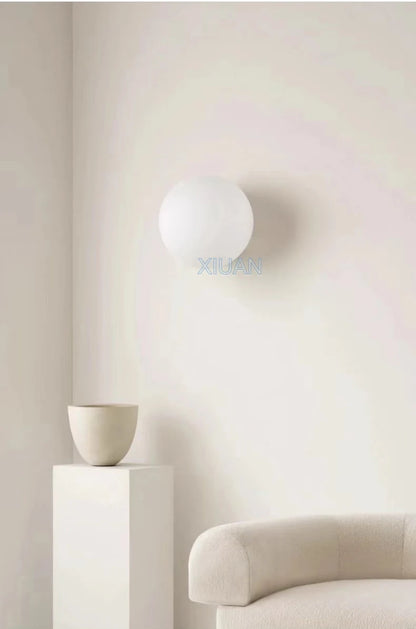 Ball Wall Light for Bedside | Milky White Round