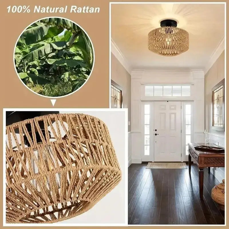Bamboo Pendant Light – Handwoven Rattan Chandelier
