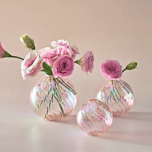 Iridescent Glass Ball Vase - Modern Home Decor