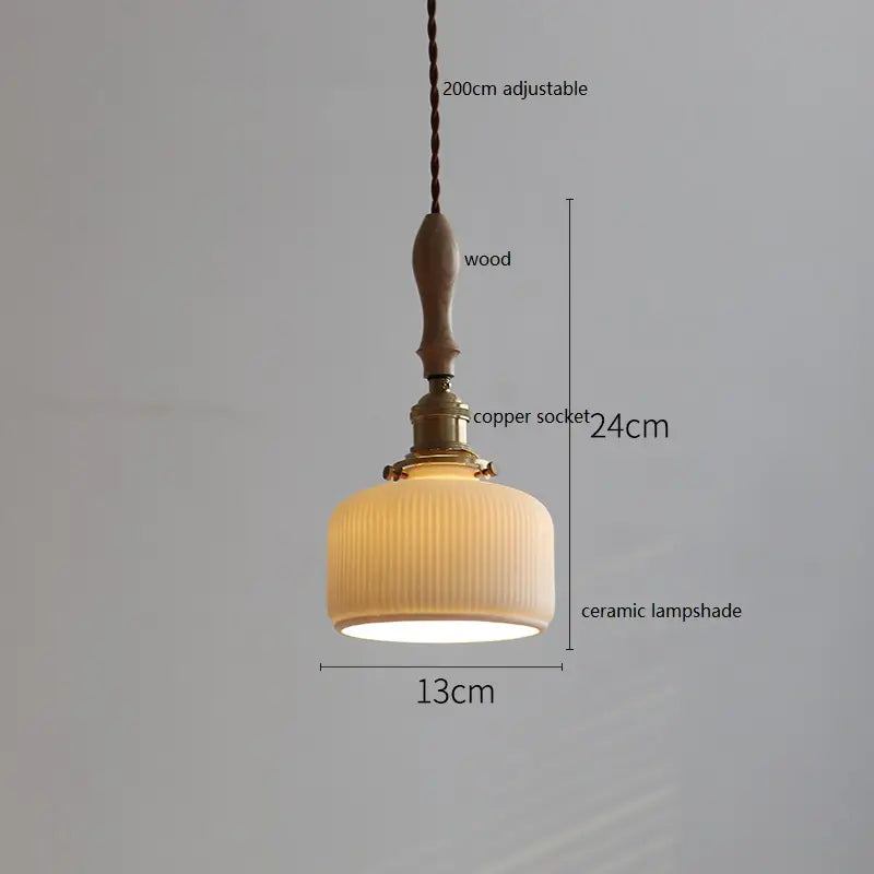 IWHD Schmetterling Keramik LED Pendelleuchte neben Holzgriff Kupfer Sockel Home Decor Schlafzimmer Esszimmer Wohnzimmer Licht Hängelampe