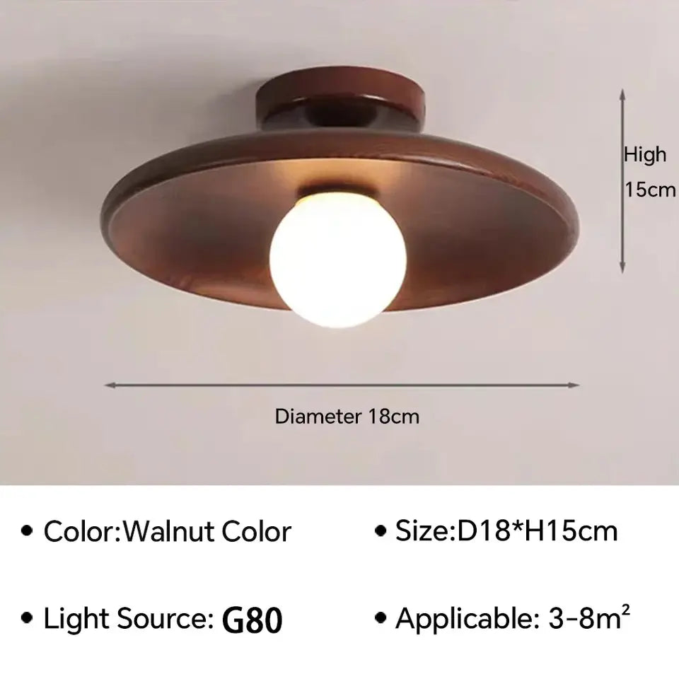 Nordic Wooden Ceiling Light – Round Design for Bedroom
