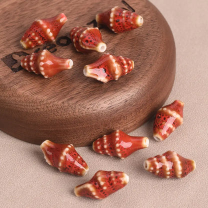 Ocean Conch Beads - Colorful Ceramic for Jewelry Making