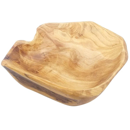 Houten Serveerschaal - Handgesneden Wortelhouten Fruit- of Snoepschaal, 15-19cm