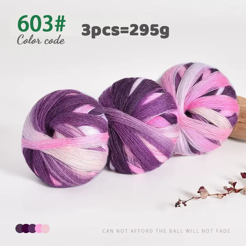 Rainbow Gradient Yarn - 295g Colorful Wool for Knitting