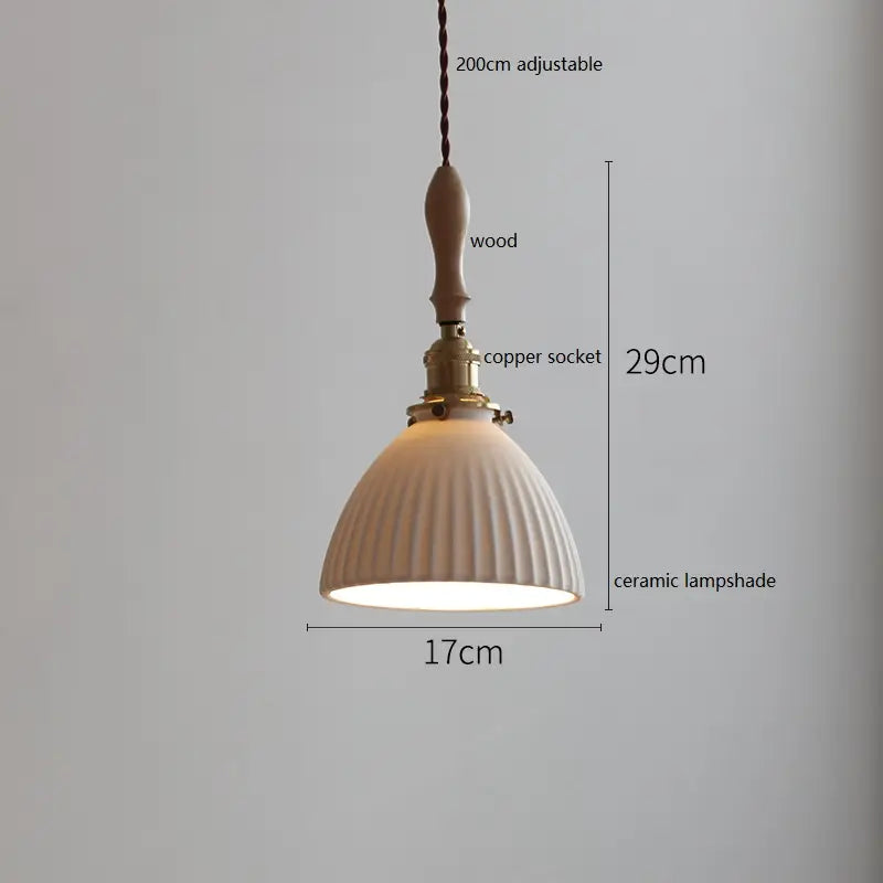 IWHD Schmetterling Keramik LED Pendelleuchte neben Holzgriff Kupfer Sockel Home Decor Schlafzimmer Esszimmer Wohnzimmer Licht Hängelampe