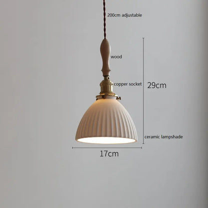 IWHD Schmetterling Keramik LED Pendelleuchte neben Holzgriff Kupfer Sockel Home Decor Schlafzimmer Esszimmer Wohnzimmer Licht Hängelampe