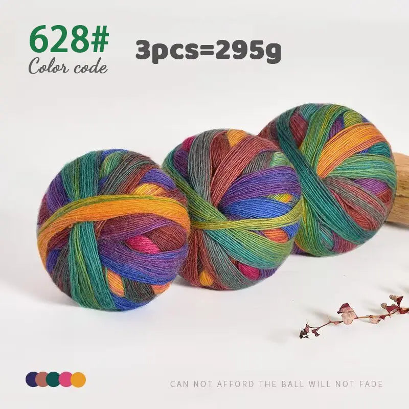 Rainbow Gradient Yarn - 295g Colorful Wool for Knitting