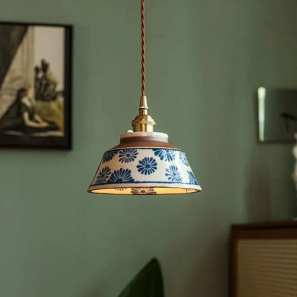 Retro Bowl Chandelier – Ceramic Pendant Light for Kitchen