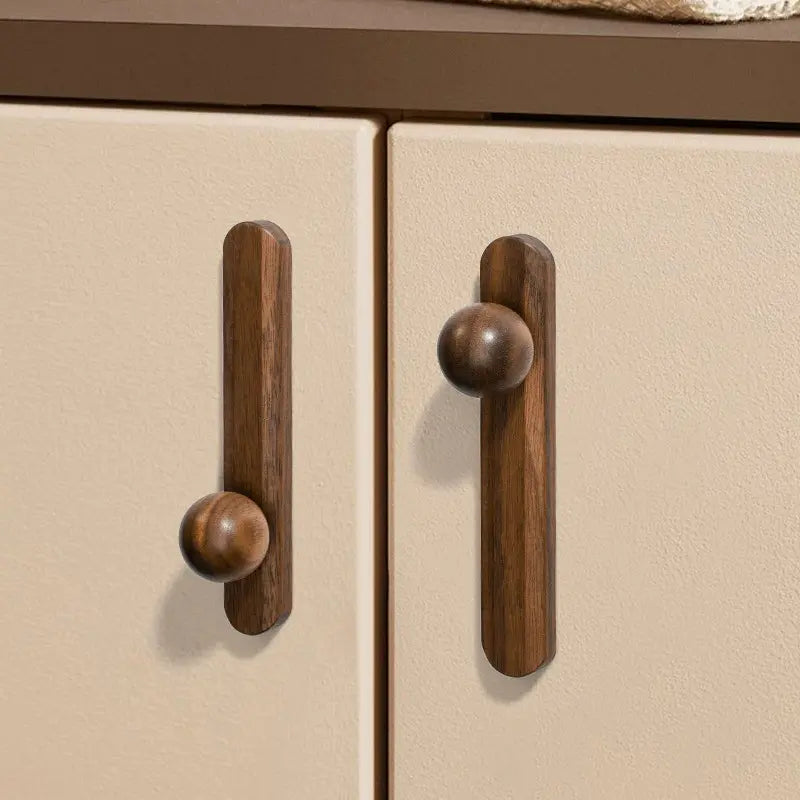 Walnut Cabinet Knobs – Minimalist Round Drawer Pulls