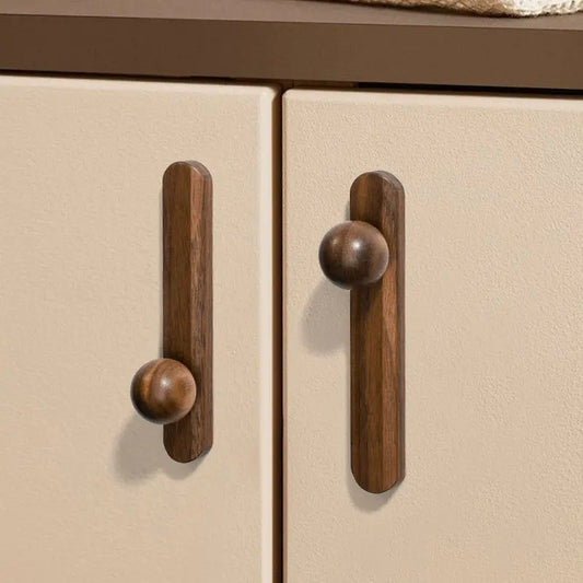Walnut Cabinet Knobs – Minimalist Round Drawer Pulls