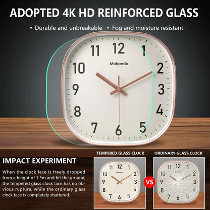 Square Quartz Wall Clock – Modern Beige Design | sitezone test 02