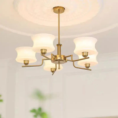 Milky White Glass Chandelier - Bauhaus Design for Modern Homes