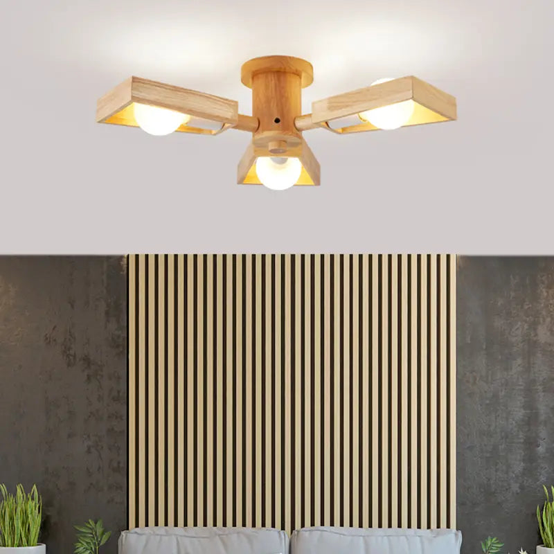 Nordic Wooden Chandelier – Tree Branch Design for Cozy Spaces