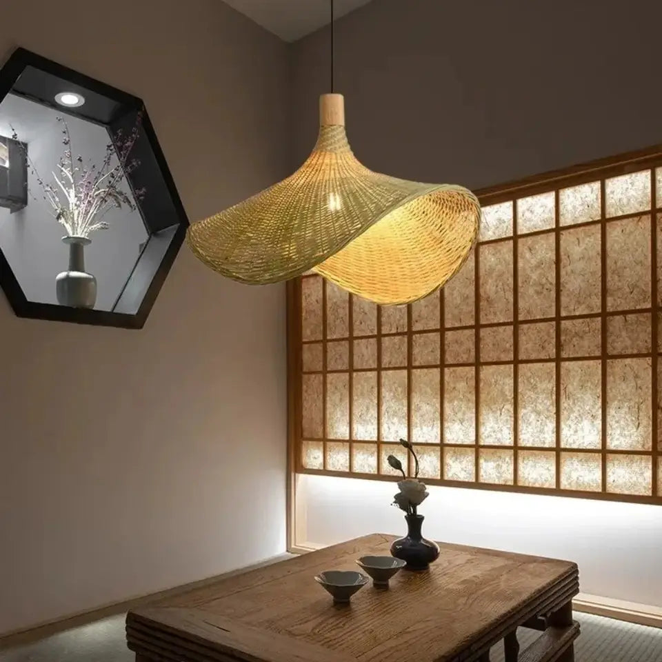 Rattan Pendant Light – Natural Woven Shade, Dimmable