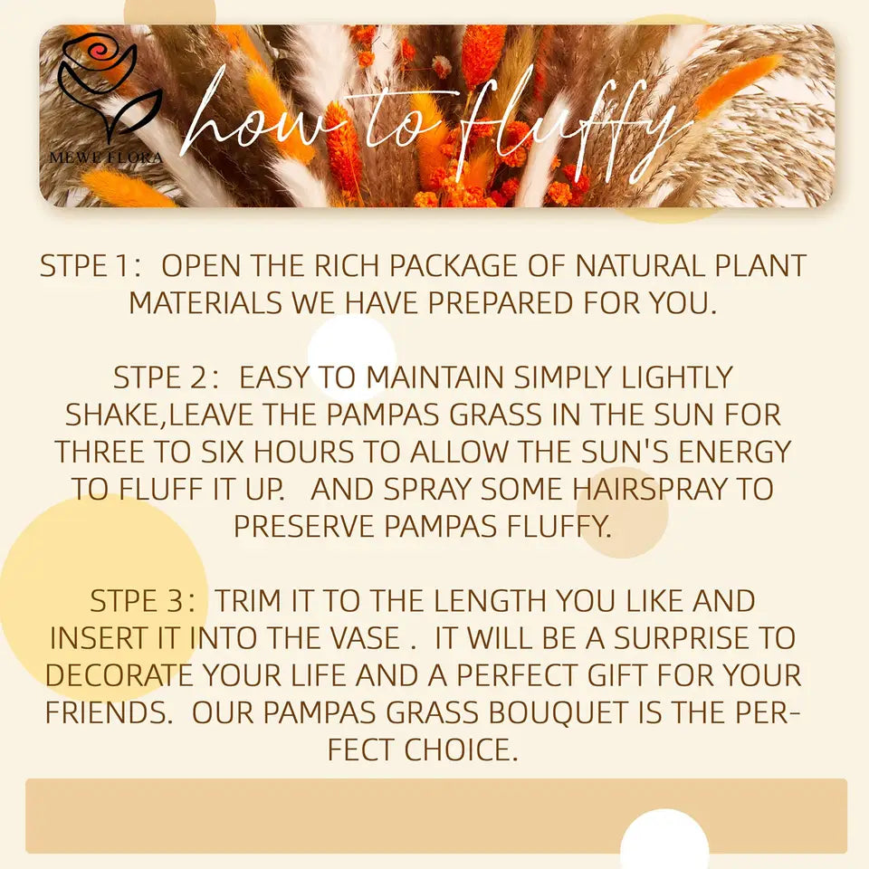 Dried Pampas Grass Bouquet - Autumn Rustic Home Decor