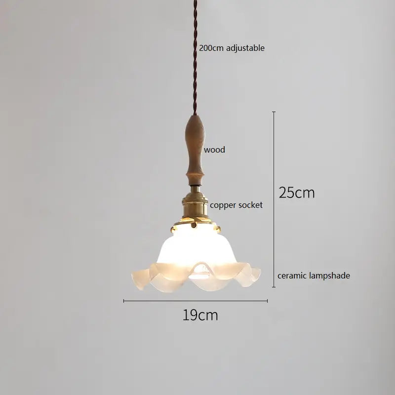 IWHD Schmetterling Keramik LED Pendelleuchte neben Holzgriff Kupfer Sockel Home Decor Schlafzimmer Esszimmer Wohnzimmer Licht Hängelampe